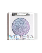 Moira Chroma Light Shadow Lilac Love foil finish adds bold shimmer to eyelids.