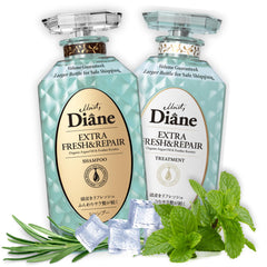 Moist Diane anti-dandruff shampoo bottle showing keratin and argan oil