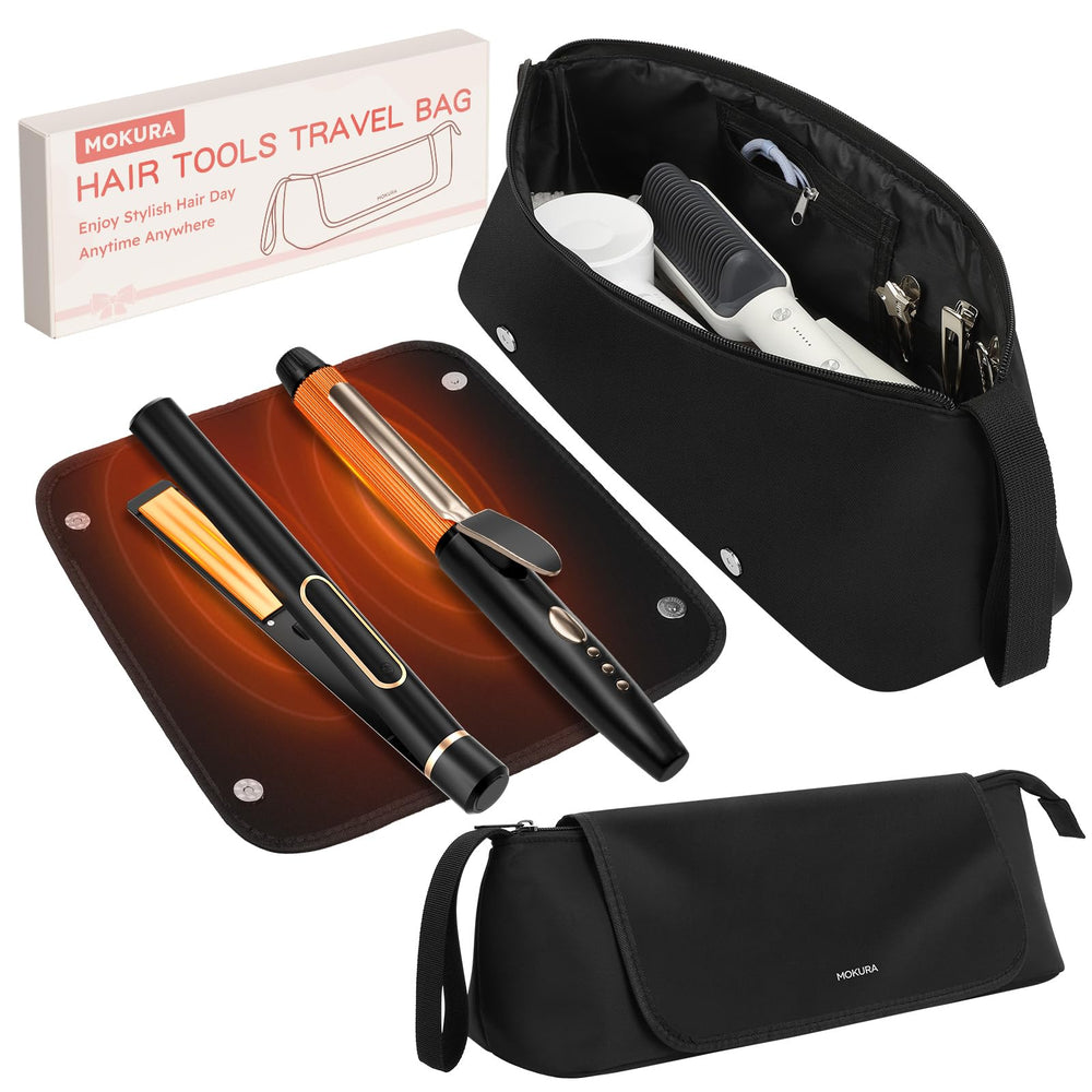 MOKURA hot hair tools travel bag with magnetic closure keeps tools secure on the go.