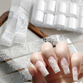MOLILON lámina de encaje blanco para uñas, brillo holográfico suave.