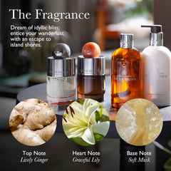 Molton Brown Heavenly Gingerlily foam closeup shows creamy lather and hydrating feel