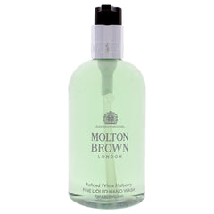 Molton Brown Refined White Mulberry bottle pour with fresh green tea scent.