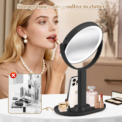 MOMOKUBA makeup mirror with 360-degree rotation for flexible angles.