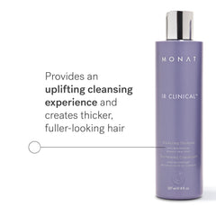 MONAT IR Clinical Thickening Shampoo label highlights vegan, sulfate-free formula for healthier-looking hair
