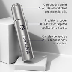 REJUVENIQE oil pump application for easy pre-shampoo use.