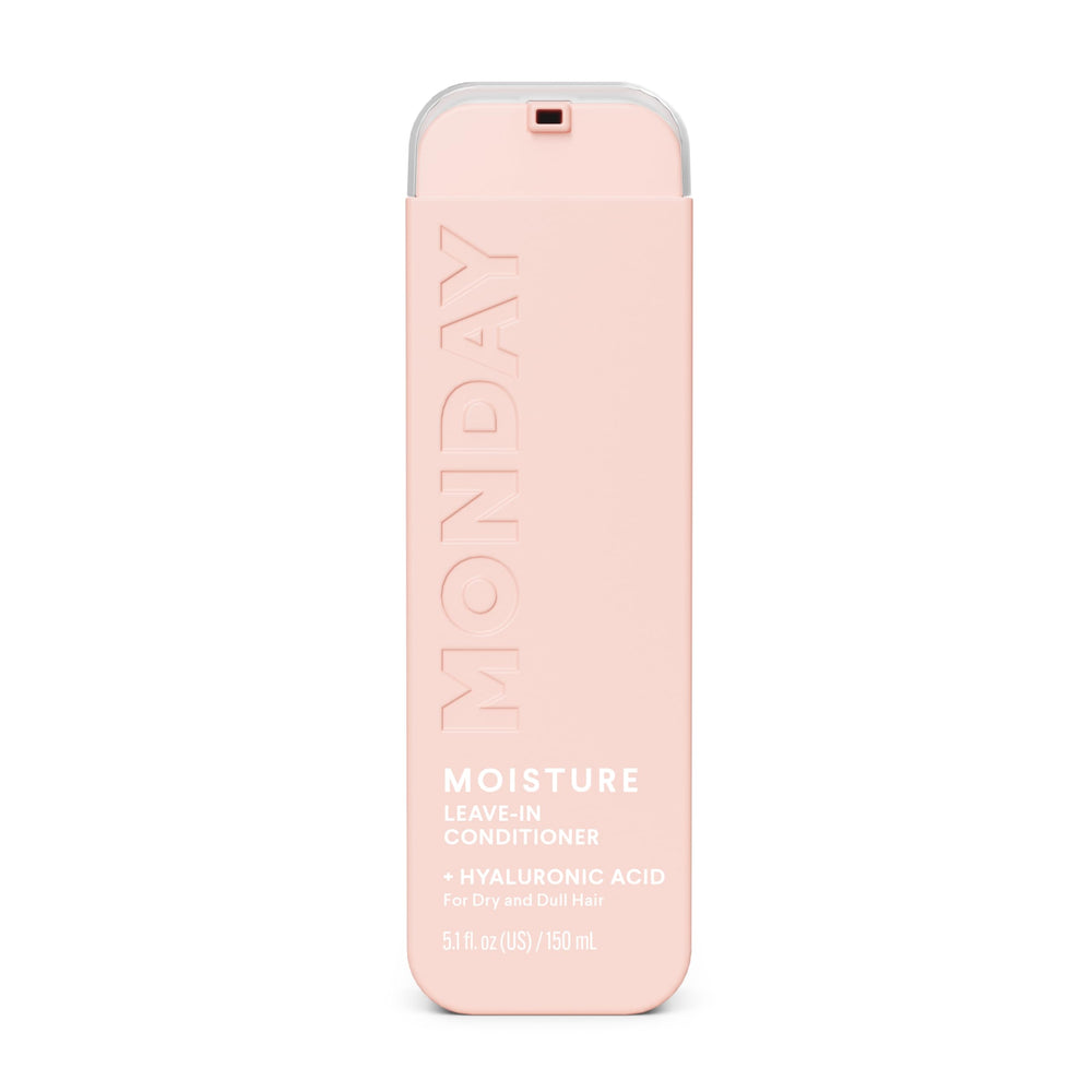 MONDAY Haircare MOISTURE leave-in bottle front showing a hydrating formula for dry hair.