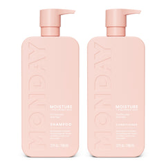 MONDAY Haircare Moisture Shampoo bottle pouring for hydrating dry hair