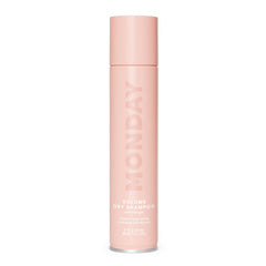 MONDAY HAIRCARE Volume Dry Shampoo bottle showing oil-absorbing action for a refreshed look