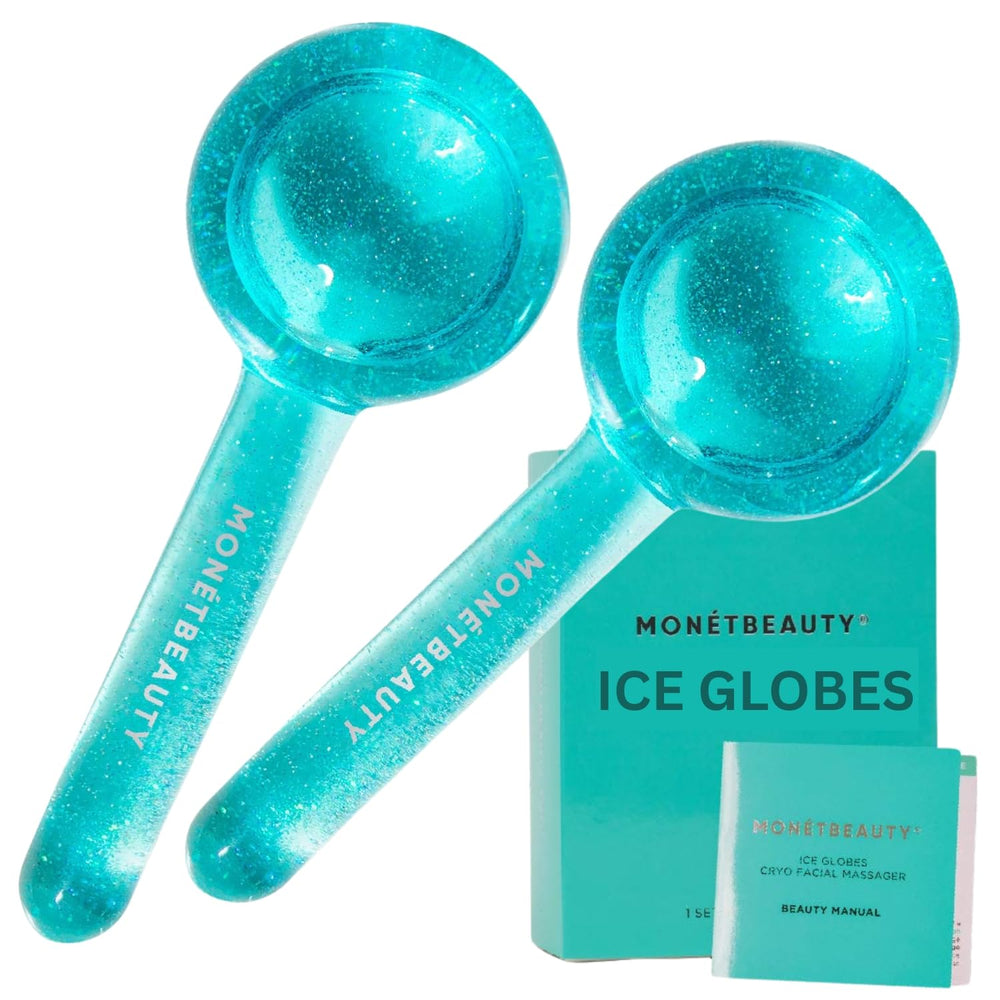 MonétBeauty Ice Globes for Face in action, cooling to help reduce puffiness.