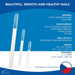 Mont Bleu Pro Set 3 Czech glass nail file 195mm for full-range filing.