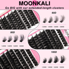 MOONKALI lash clusters 80D offer balanced fullness for soft drama.