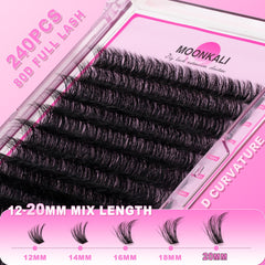 MOONKALI lash clusters matte black finish for bold effect.