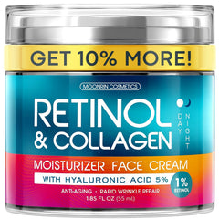 MoonRin Cosmetics Retinol Cream bottle close-up, premium anti-aging hydration.