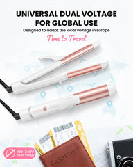 Mooqlizz travel-friendly 2-in-1 iron shown with compact design and case