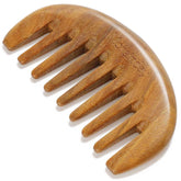 Moreinday green sandalwood wide-tooth detangler for gentle detangling.