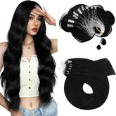 Moresoo microlink jet black 18-inch extensions blend naturally for fuller hair