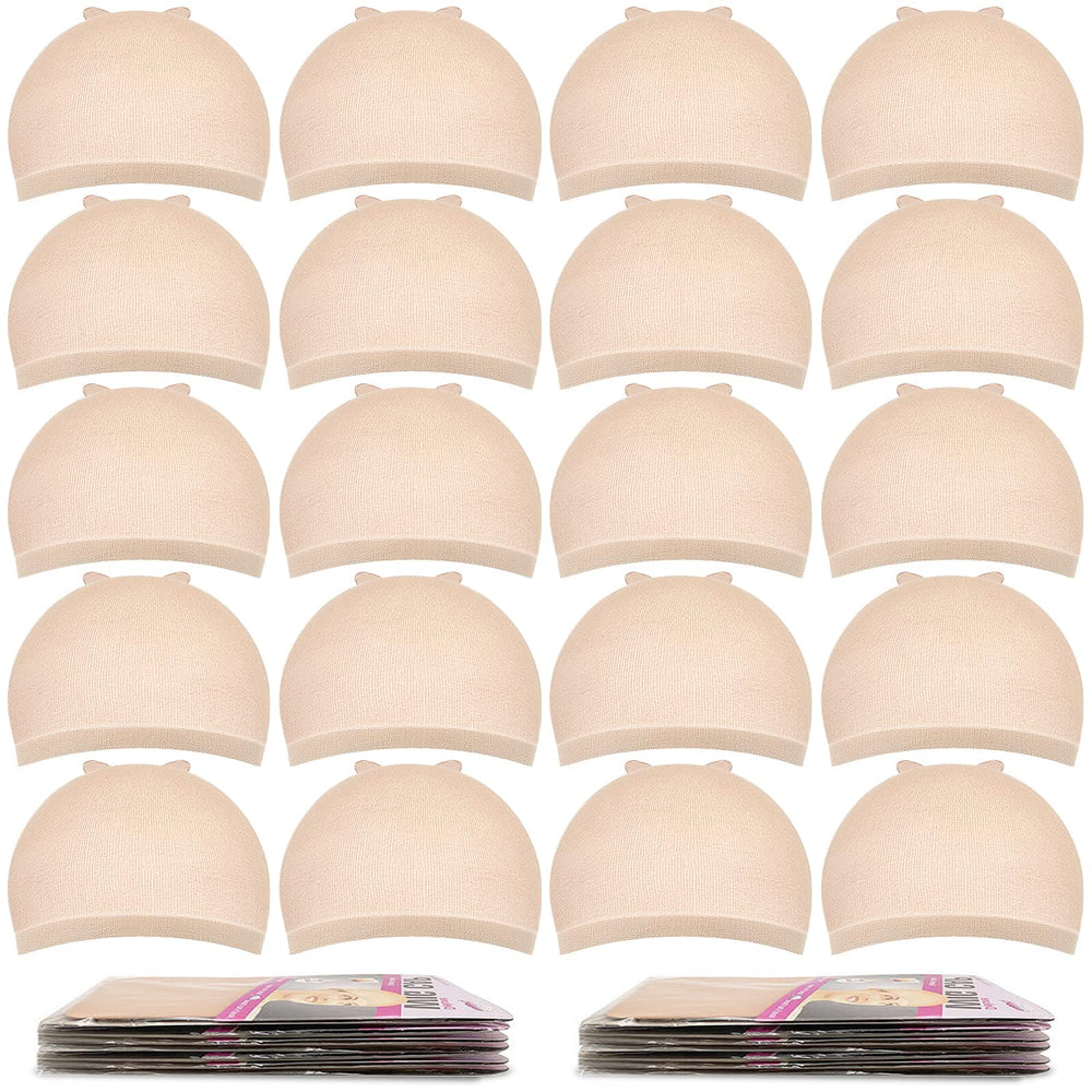 MORGLES wig cap beige pack shows a stretchy fit for varied head sizes and comfort.