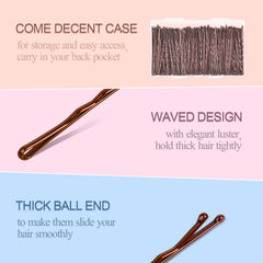 Pinzas de pelo Morgles marrón, metal duradero para sujeción firme durante el día.