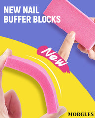 MORGLES Rectangular Nail Buffer Blocks delivering smooth shine.