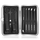 MORGLES tweezers set in leather case for organized travel grooming