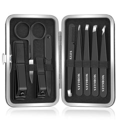MORGLES tweezers set in leather case for organized travel grooming