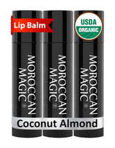 Moroccan Magic coconut almond lip balm 3-pack — silky moisture for everyday lips