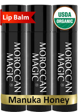 Moroccan Magic lip balm tubes shown for convenient hydration on the go.