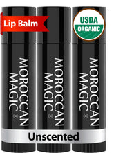 Moroccan Magic Organic Unscented Lip Balm jar close-up for everyday moisture