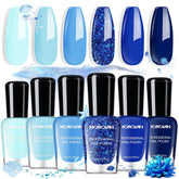 Morovan blue nail polish set glitter shades for vibrant shimmer accents