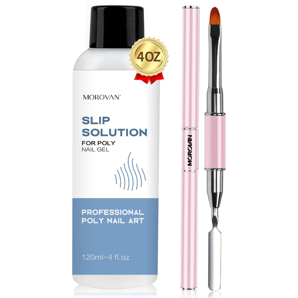 Morovan Bote Solución Deslizante Poligel 4oz para modelar uñas con control