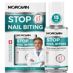 Morovan deterrente mordida uñas: botella visible, uso diario seguro y discreto.