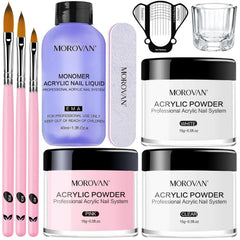 Morovan kit uñas acrílicas polvo claro para diseños elegantes y duraderos.