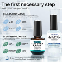 Morovan Nail Bond Primer application shows a secure gel or acrylic foundation.
