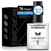 Morovan top coat bottle closeup showing lasting shine.