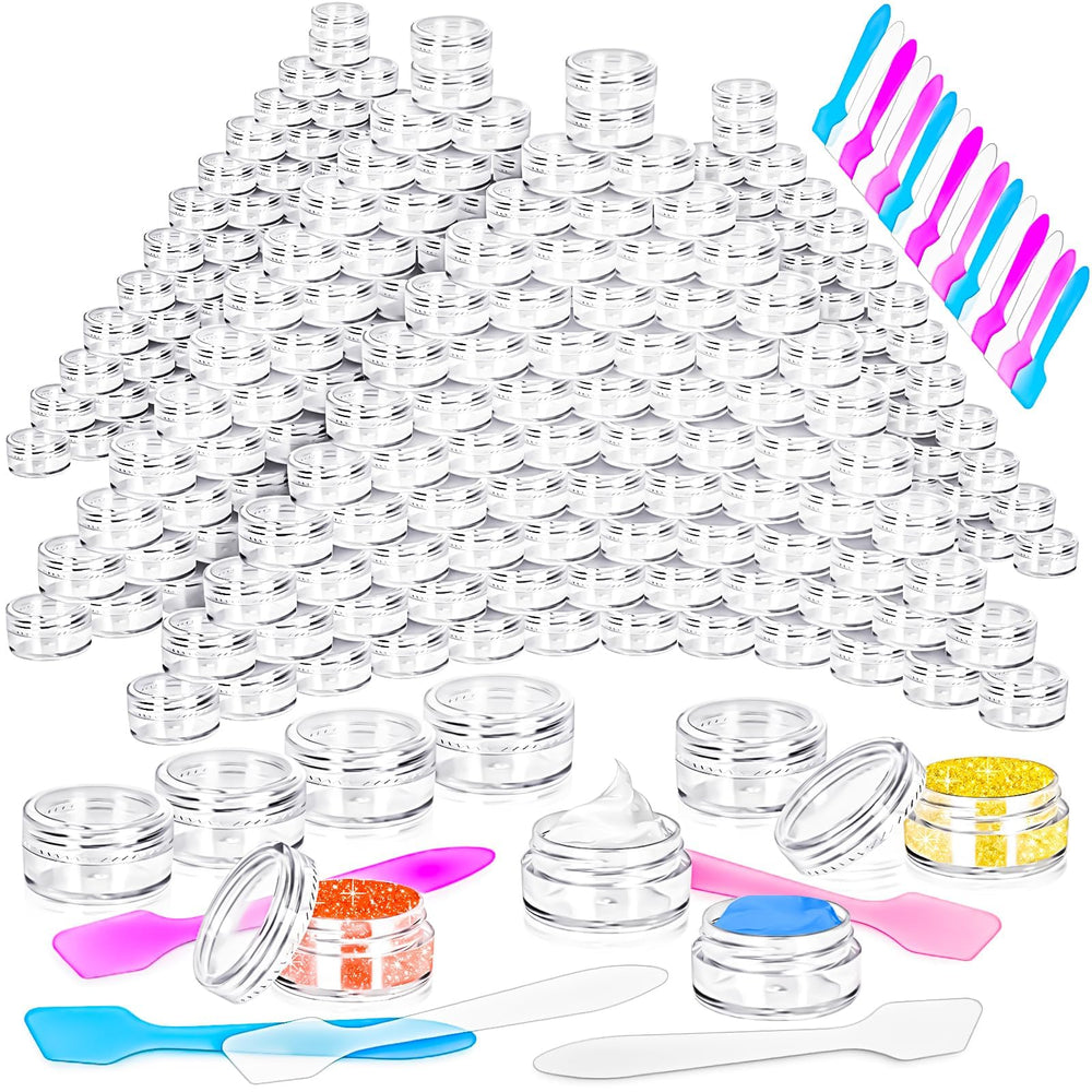 MotBach 5g empty plastic containers with clear lids for quick content identification.