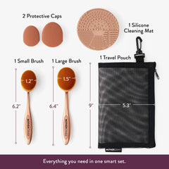 MotherCould sunscreen brush set with travel bag in rose gold for on-the-go use