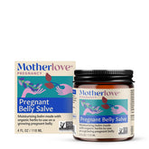 Motherlove Pregnant Belly Salve jar shows creamy texture for growing bellies
