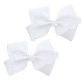 Motique Accessories 3 inch grosgrain bow white clip for secure everyday wear.