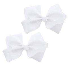 Motique Accessories 3 inch grosgrain bow white clip for secure everyday wear.