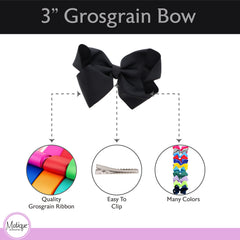 Motique set of 2 black grosgrain bows for gifting.