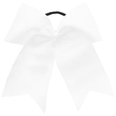 Motique White Jumbo Bow Pony with Tails, front view, adds playful charm to hairstyles.