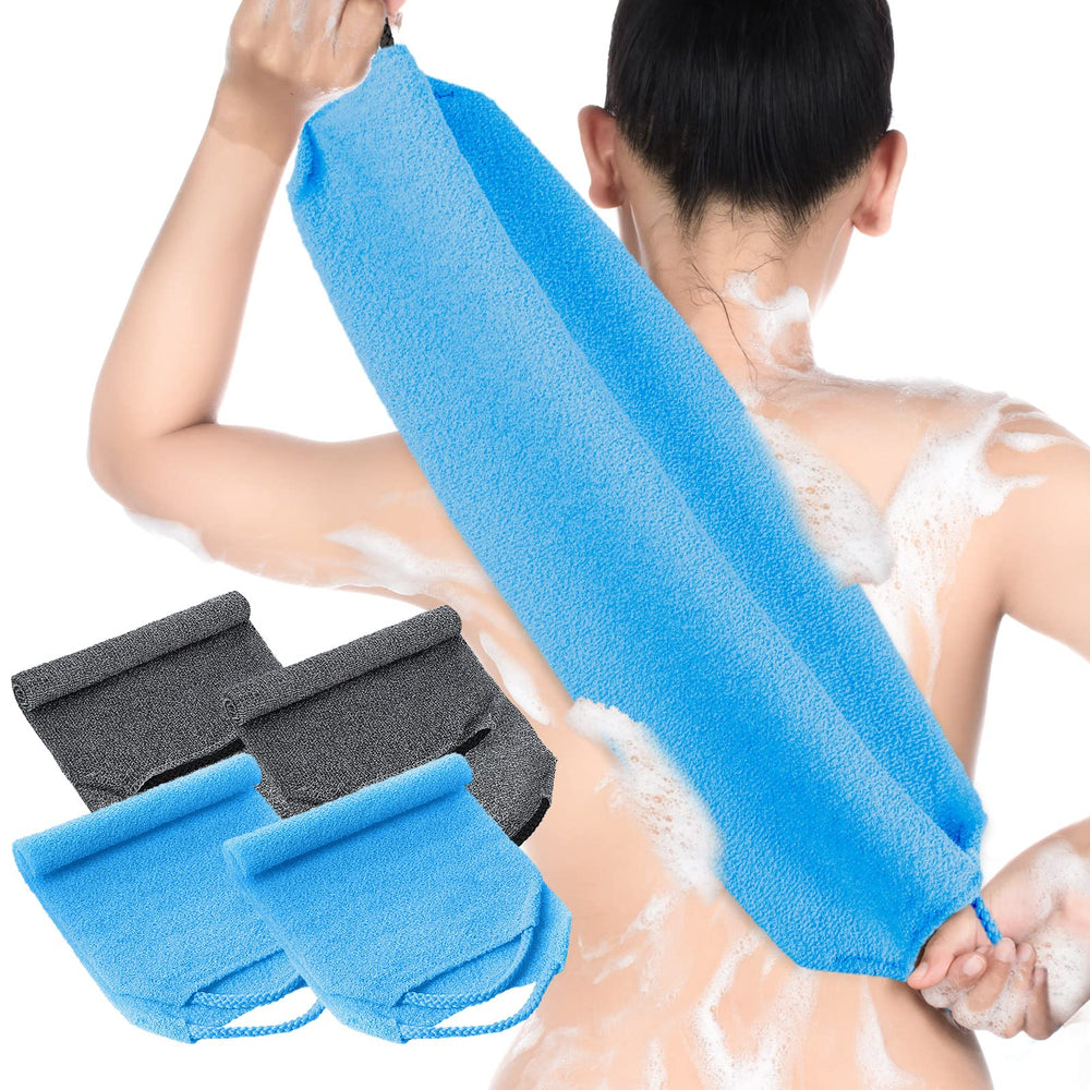Moukeren exfoliador de espalda con mangos azul, alcance cómodo para la espalda