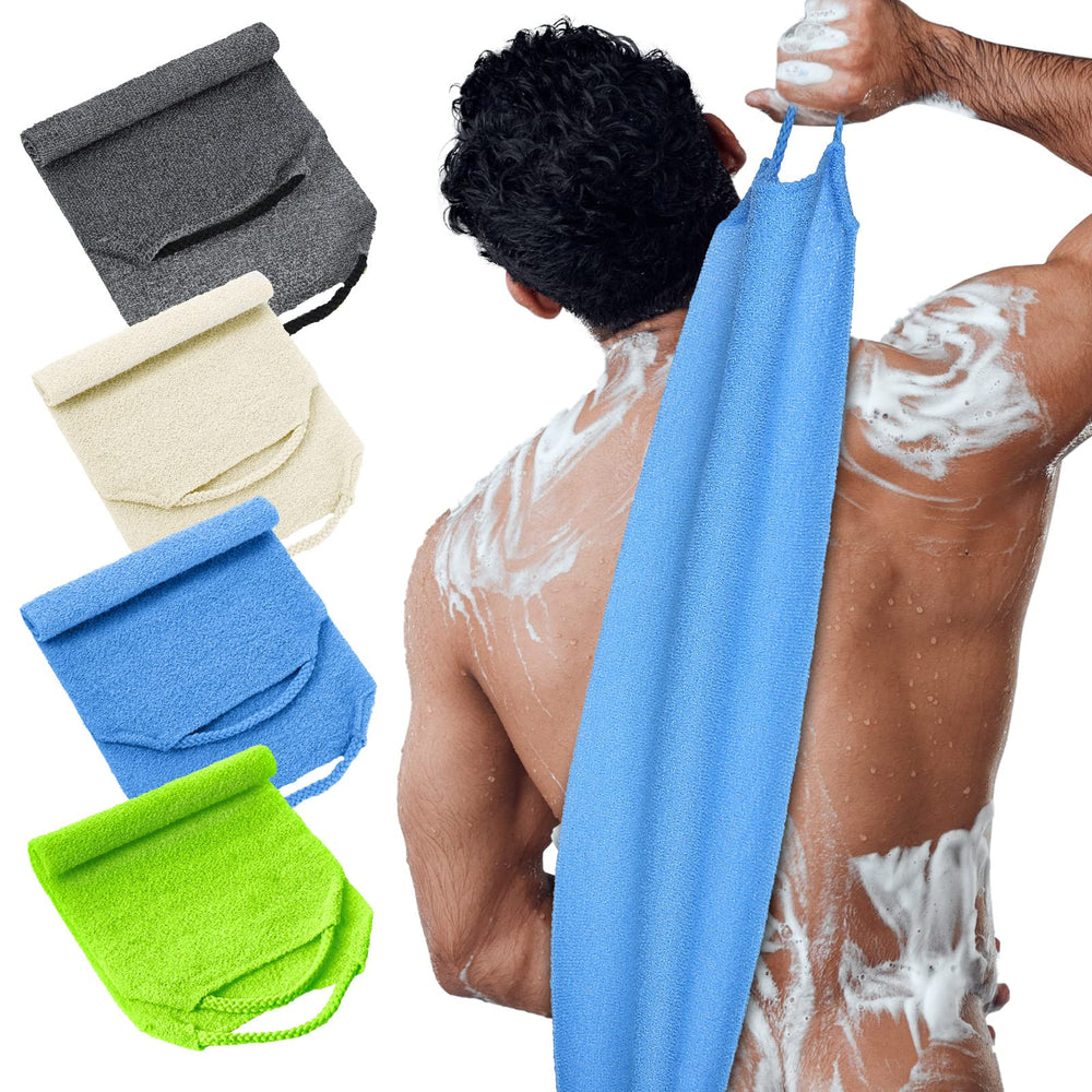 Moukeren exfoliante-espalda-con-asas ofrece limpieza suave y rápida.