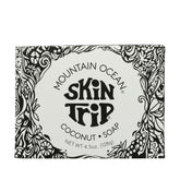 Mountain Ocean Skin Trip coconut soap bar with new label for authentic daily cleansing