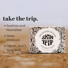 Mountain Ocean Skin Trip coconut soap bar nourishes dry skin for soft comfort