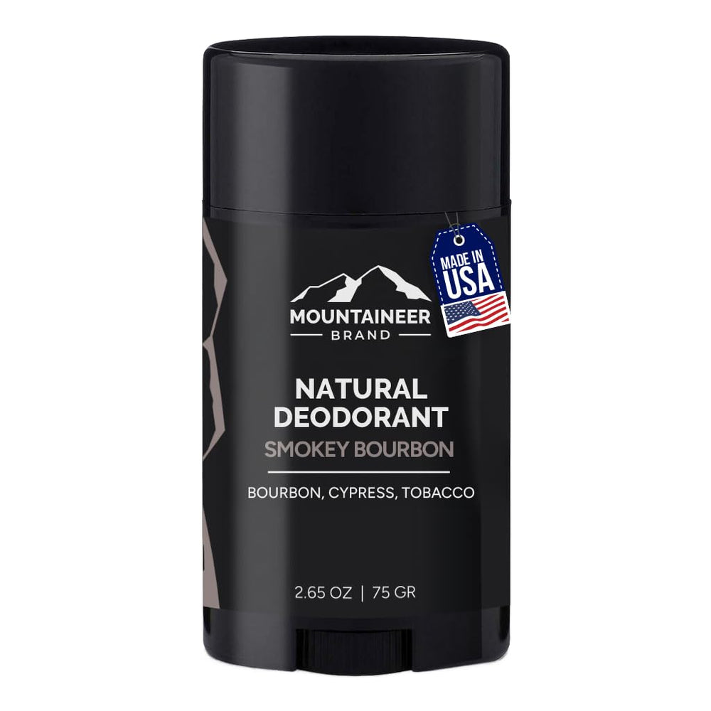 Desodorante natural Mountaineer Brand con bourbon ahumado, aplicación suave para uso diario