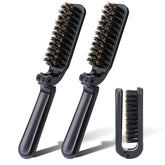 Mozeat Lens folding hair brush compact in black for travel and touch-ups.