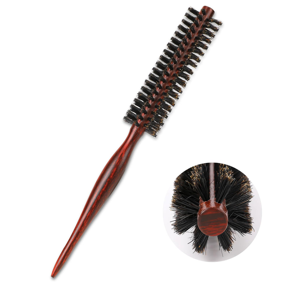 Mozeat Lens round brush with wooden handle and boar bristles for smoothing strands