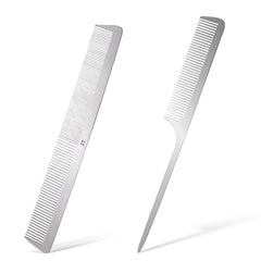 Mozeat Lens stainless steel rat-tail comb side view with anti-static teeth for smooth styling