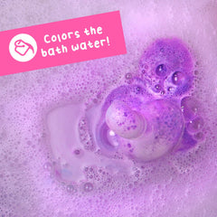 Mr. Bubble pociones baño efervescente: transformación visual al verter agua.